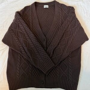 Aritzia Brown Cable Knit Cardigan